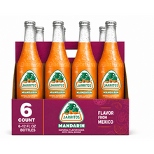 Jarritos Mandarin Soda, 6 Pack Glass Bottles, 12 fl oz (355 mL) Each, Mexican Soft Drink with Real Sugar