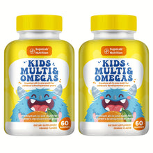 [2pcs] Kids Teen Multivitamin Gummies: Omega-3 Fish Oil (EPA/DHA), Vitamin B1, B6, Vitamin A, C, D, E, K, Brain, Eyes, Bone, Digestive & Immune Health, Gluten-Free, Child Nutrition Gap, 60 Gummies, Orange Flavor