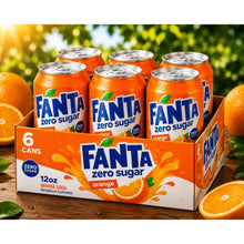 Fanta Zero Sugar Orange Soda 6-Pack, 12 oz Cans – Refreshing Zero Sugar Citrus Soft Drink in Premium Packaging with Visible Cans, Crisp Orange Flavor, Convenient Grab-and-Go Multipack for Home, Parties, Picnics, and Everyday Enjoyment
