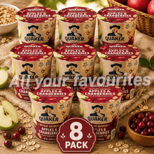 Apples & Cranberries Instant Oatmeal Cups, Quaker 8 Count Multipack, 1.7 oz Each, Total Net Weight 14.32 oz (0.90 lb), Quick Cook Microwave Oatmeal, Fruit Flavored Breakfast Oat Cups