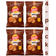 Wavy Hickory BBQ Flavored Potato Chips, Crispy Ridged Potato Snacks, Smoky Sweet Barbecue Flavor Chips, Crunchy Party Snack for Lunch, Movie Nights & Gatherings, 7.5 oz Bag, 4 Pack Value Bundle