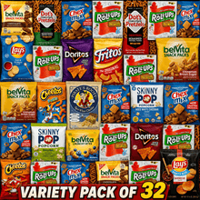 32-Count Variety Snack Pack – Assorted Chips, Cookie, Pretzels, Popcorn & Fruit Snacks, Individually Wrapped Snacks for School, Office, Travel & Parties