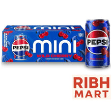 Pepsi Wild Cherry Soda, 7.5 fl oz Mini Cans, 10 Pack (each) – Cherry Flavored Cola Soft Drink