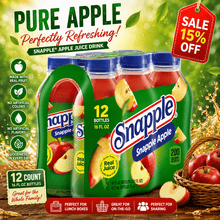 Snapple Apple Juice Drink, 16 fl oz Bottles, 12-Count Ready-to-Drink Apple Juice Beverage