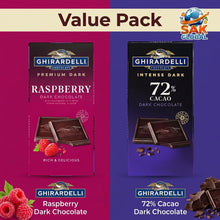 Ghirardelli Combo Pack, Intense Dark Raspberry & 72% Cacao Dark Chocolate Bars, Premium Dark Chocolate