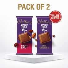 Cadbury Dairy Milk Classic Duo, Milk Chocolate & Fruit and Nut Chocolate Candy Bars, 2 Pack, Creamy Milk Chocolate Collection for Snacking, Sharing, Gifting & Sweet Treats
