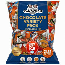 CANDYMAN Chocolate Candy Variety Pack, 2 lb Mini Bars, Individually Wrapped | 2 lb assortment of 70+ milk- and dark-chocolate pieces for sharing, gifting, candy jars, or office treat bowls.