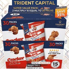 2 Pack - Caramel Coated Popcorn and Peanuts Snack Packs – Sweet Caramel Popcorn Mixed with Crunchy Peanuts – Individually Wrapped Snack Bags for Parties, Office Snacks & Grab-and-Go Treats – Total 30 Packs, 1.25 oz Each