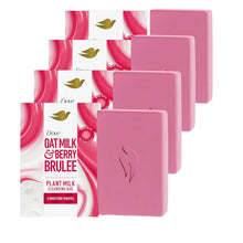 Dove Plant Milk Cleansing Bar Soap Oat Milk & Berry Brulee 4 count 5 oz | Moisture Marvel, For Moisturized Skin Gentle Cleanser, No Sulfate Cleansers or Parabens, 98% Biodegradable Formula