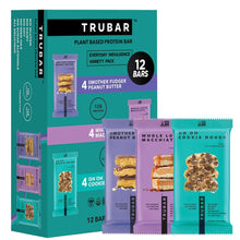 TRUBAR Vegan Protein Bar Variety Pack, Assorted Flavors, Peanut Butter, Macchiato, Cookie Dough, Gluten Free, Vegan Protein Snacks, 12G Plant-Based Protein, High Fiber, Healthy Protein Bars, 12 CT