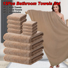 12pcs Bathroom Towel Set, Including 4 Bath Towels 4 Hand Towels 4 Washcloths, Pineapple Grid Pattern Microfiber Material, Soft And Comfortable, Good Water Absorption, Multi-Color Optional, Suitable for Bathroom, Swimming, Fitness