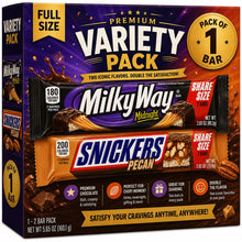 Premium Full Size Chocolate Candy Variety Pack – Milky Way Midnight & Snickers Pecan Share Size Chocolate Bar Assortment Gift Box – Individually Wrapped Milk Chocolate, Caramel, Nougat & Pecan Candy Collection for Parties, Office Snacks, Movie Nights