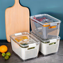 2pcs Set (1 Boxes with Lids+1 Drain Baskets), Leak-proof Reusable Double-layer Fresh Keeping Box, Stackable Sealed Food Storage Container, Drain Basket for Meat Fruits Vegetables, Multifunctional Kitchen Storage Bins, Home Organizer Accessories