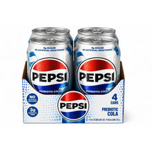 Pepsi Prebiotic Cola Soda Pop, 12 fl oz Cans, 4 Pack, Refreshing Cola Beverage with Prebiotic Fiber, No Artificial Sweeteners, Lightly Sweetened Carbonated Soft Drink, Convenient Grab-and-Go Cans