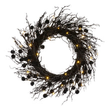 National Tree Company Pre-Lit Artificial Deadwood Twig Wreath, Black, 30 Orange LED Lights, 24inch — Complimentary Gift with $47+ Orders; If the Gift Is Out of Stock or Its Price Rises, Order Cancelled with Full Refund Before Shipment