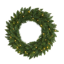 Nearly Natural 24 in Artificial Pine Wreath with 35 Clear LED Lights — Complimentary Gift with $69+ Orders; If the Gift Is Out of Stock or Its Price Rises, Order Cancelled with Full Refund Before Shipment
