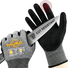 TitanFlex Work Gloves, ANSI A5 Cut Resistant Gloves, Sandy Nitrile Grip — Complimentary Gift with $34+ Orders; If the Gift Is Out of Stock or Its Price Rises, Order Cancelled with Full Refund Before Shipment