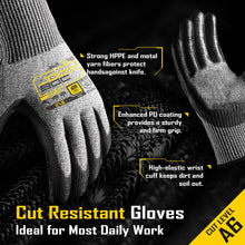 COOLJOB 12/120 Pairs Cut Resistant Work Gloves PU Coating, ANSI A2 A4 A6 A9 — Complimentary Gift with $76+ Orders; If the Gift Is Out of Stock or Its Price Rises, Order Cancelled with Full Refund Before Shipment