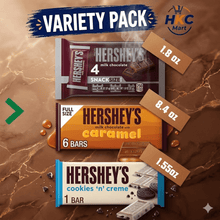 Hershey’s Bars 3 Variety Pack – Milk Chocolate with Caramel, Milk Chocolate Snack Size Bars & Cookies ’n’ Creme Bars, Net Weight 11.83 Oz