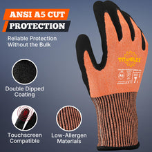TitanFlex A5 Cut Resistant Gloves, Extreme Protection, Sandy Nitrile Grip — Complimentary Gift with $38+ Orders; If the Gift Is Out of Stock or Its Price Rises, Order Cancelled with Full Refund Before Shipment