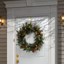 National Tree Company 30in Pre-Lit Frosted Pine Artificial Christmas Wreath — Complimentary Gift with $166+ Orders; If the Gift Is Out of Stock or Its Price Rises, Order Cancelled with Full Refund Before Shipment