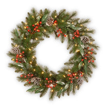 National Tree Company 30in Pre-Lit Frosted Pine Artificial Christmas Wreath — Complimentary Gift with $166+ Orders; If the Gift Is Out of Stock or Its Price Rises, Order Cancelled with Full Refund Before Shipment