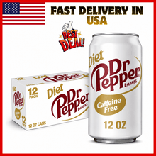 Diet Dr Pepper Caffeine Free Soda Pop, 12 fl oz Cans, 12 Pack, Zero Sugar Carbonated Soft Drink, Refreshing Diet Soda