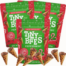 Christmas Milk Chocolate Peppermint Bark Mini Cone Bites, 4-Pack, Milk Chocolate Crunch, 2.82 oz Bags, Made with Real Belgium Milk Chocolate, Festive Holiday Treats for Christmas Gifting, Stocking Stuffers, Red and Green, Christmas Gifting