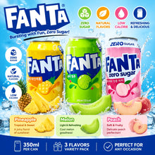 Fanta Fruit Flavor Soda Mix 11.83oz Canned - Pineapple/ Hami Melon/ Peach Zero Sugar Flavor Carbonated Drink, Refreshing Fruity Carbonated Drink (Available In 5/7-Bottle Packaging)