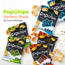 Popchips Variety Pack Chips, 30 Individual Bags (0.8 Oz Each), Healthy Popped Potato Snacks, Assorted Flavors, Convenient Grab-and-Go Snack Packs