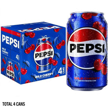 Pepsi Wild Cherry Cola Soda Pop, 12 fl oz Aluminum Cans, Bold Cherry-Flavored Carbonated Soft Drink with Classic Pepsi Taste and Sweet Fruity Twist, Pack of 4 Cans