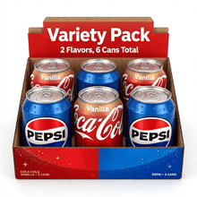 varity pack of Pepsi Cola & Coca-Cola Vanilla Soda 12 Pack