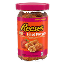 Value pack of 3-Peanut Butter and Strawberry Filled Pretzel Nuggets, Crunchy Sweet and Salty Snack Bites, Ready to Eat Pantry Canister- 18oz Each