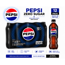 Pepsi Cola Zero Sugar Soda Pop, 16.9 fl oz, 12 Pack Bottles