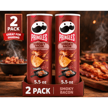 Pringles Smoky Bacon Potato Crisps Chips, Lunch Snacks, 5.5 oz Canister — 2 Pack