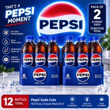 Pepsi Soda Cola 16.9 fl oz, 6 Count (Pack of 2)