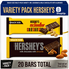 HERSHEY'S Variety Pack, Milk Chocolate with Almonds & MR. GOODBAR Chocolate with Peanuts Snack Size Bars, Individually Wrapped Chocolate Candy