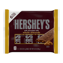 Hershey's Milk Chocolate with Whole Almonds Candy, Bars 1.45 oz, 6 Count