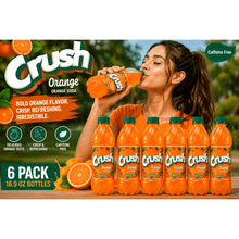 Crush Orange Soda, 6 Pack, 0.5 Liter Bottles, Bold Orange Flavor, Caffeine-Free Carbonated Soft Drink