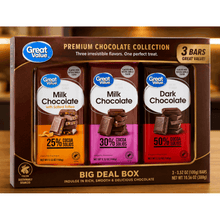 Great Value Premium Chocolate Variety Collection – Milk Chocolate, Salted Toffee & Dark Chocolate, 3 Bars Gift Box