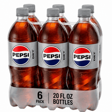(6 Pack) Diet Pepsi Cola Soda Pop, 20 fl oz Bottles