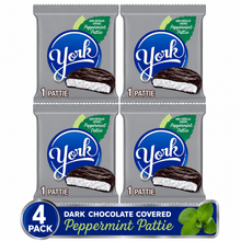 4 pack York Dark Chocolate Peppermint Patties Candy, Pack 1.4 oz