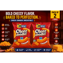 2 Pack Wise Cheez Doodles Cheddar Cheese Baked Puffs, Crispy Cheese Snacks, 8.5 oz Bag