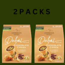 2 PACK Leonessa Chocolatier Dubai Chocolate Cones, Milk Chocolate with Crispy Kataifi & Pistachio Kunafa Cream, Made with Belgian Chocolate,