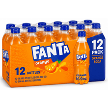 12 Pack Fanta Orange Soda Pop Bottles, 16.9 fl oz.