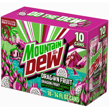 10 min 20 Mountain Dew Soda Dragon Fruit 14 fl oz, 20 Count, Experience the boldest flavors on earth with Mountain Dew Dragon Fruit Soda Pop