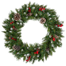 National Tree Company 24" Frosted Berry Wreath with 50 Clear Lights-UL-180 Tips — Complimentary Gift with $83+ Orders; If the Gift Is Out of Stock or Its Price Rises, Order Cancelled with Full Refund Before Shipment