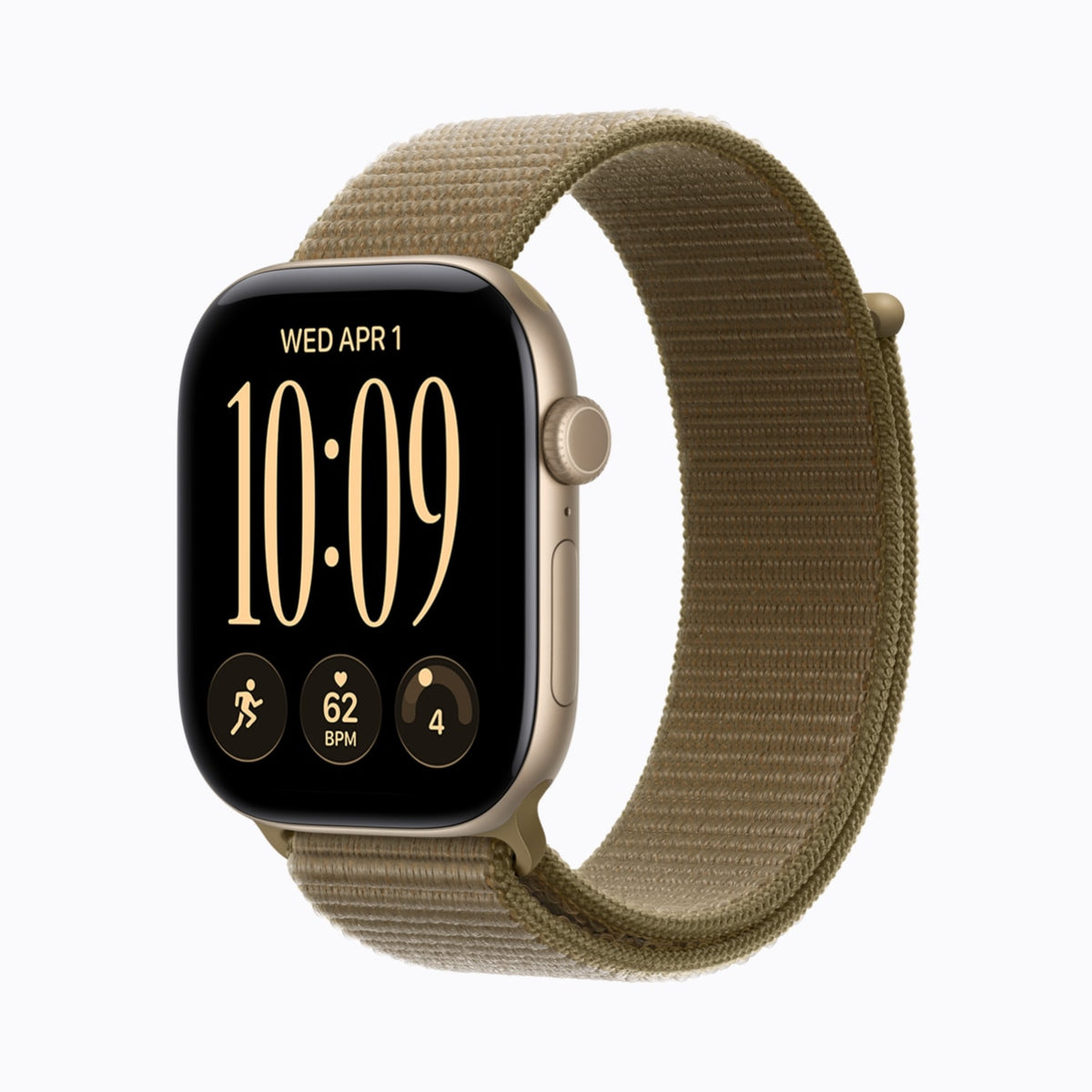 Apple Watch Series 12 46mm Light Gold Aluminum Case GPS + Cellular with Pale Succulent Sport Band