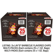 Barbecue Potato Chips, 1 oz Packs (50 Count) – Smoky BBQ Flavored Crunchy Chips, Individually Wrapped Single-Serve Snack Bags for Lunches, Office, Parties, and On-the-Go