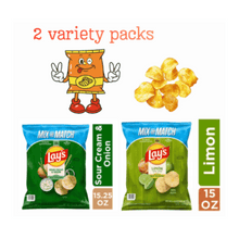 Potato Chips Variety Pack, Limon Flavor & Sour Cream Onion Flavor Crispy Snacks, Family Size Ready-to-Eat Chips, 2 Pack